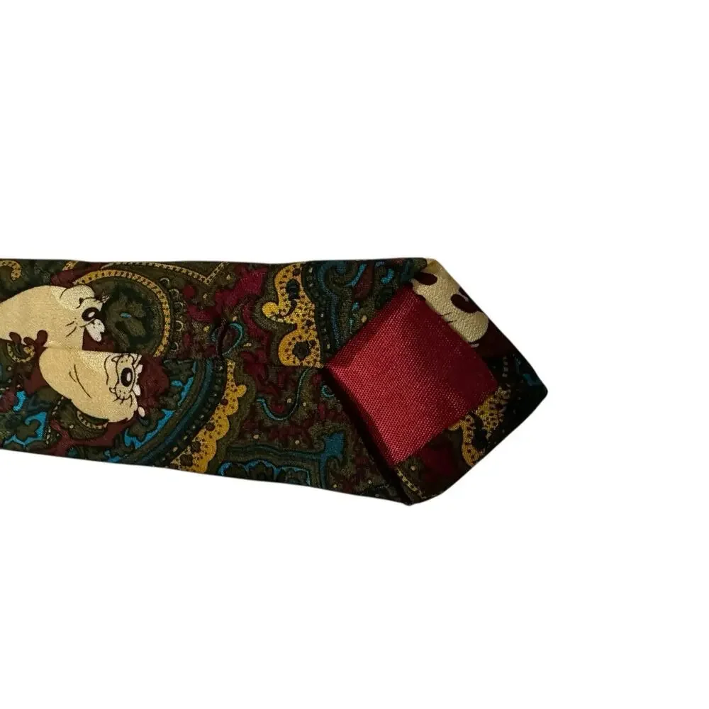 Looney Tunes Taz Paisley Vintage Novelty Necktie 100% Silk Cartoon